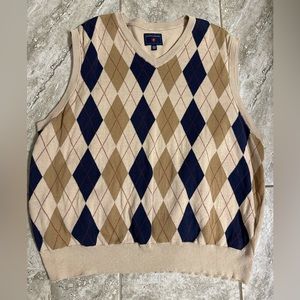 Saddlebred V-Neck Sweater Vest Size XXL NWT Diamond Pattern Cotton